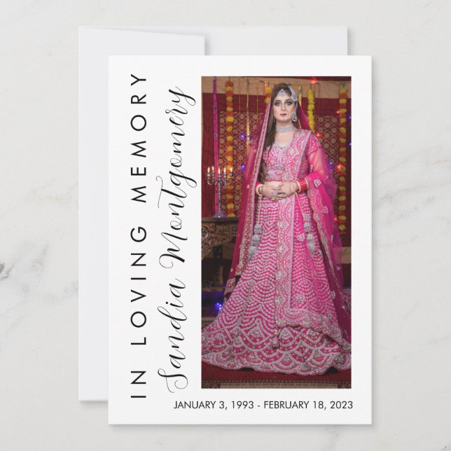 Vertical Script In Loving Memory funeral program (Front)