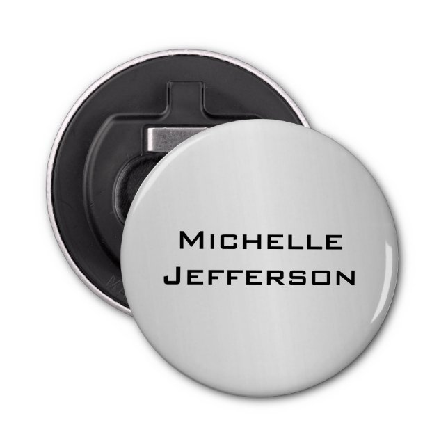 Vertical Silver Grey Stylish Trendy Modern Name Bottle Opener (Front)