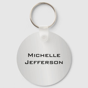 Vertical Silver Grey Stylish Trendy Modern Name Key Ring
