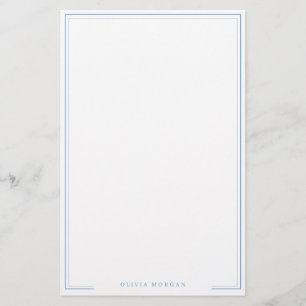 Vertical Simple Dusty Blue Border Name Stationery