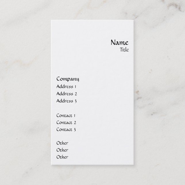 Vertical Smooth Business Card (Front)