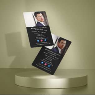 Vertical Social Media Photographer Headshot Photo Business Card