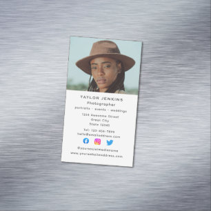 Vertical Social Media Photographer Photo Headshot Magnetic Business Card