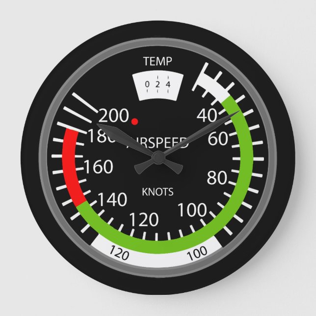 Vertical Speed Indicator Pilot Aviation Geek Large Clock (Front)