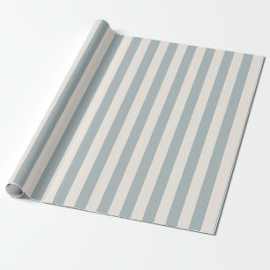 Vertical Stripe Pattern Light Blue-Gray and Cream Wrapping Paper