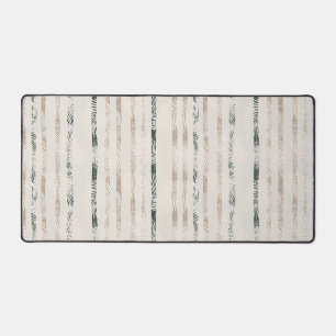 vertical stripe pattern with tropical leaf accents desk mat