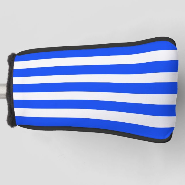 Vertical Stripe Sailor Blue & White Pattern Golf Head Cover (Front)