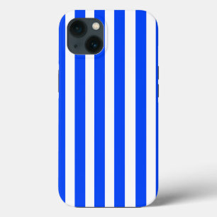 Vertical Stripe Sailor Blue & White Pattern iPhone 13 Case