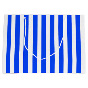 Vertical Stripe Sailor Blue & White Pattern Large Gift Bag