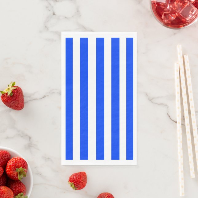 Vertical Stripe Sailor Blue & White Pattern Napkin (Insitu)