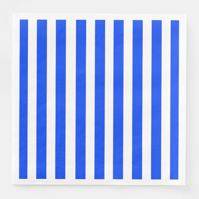 Vertical Stripe Sailor Blue & White Pattern Napkin (Front)