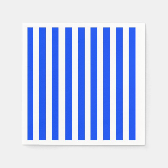 Vertical Stripe Sailor Blue & White Pattern Napkin (Front)