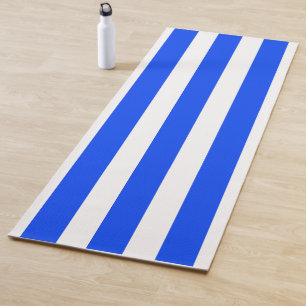 Vertical Stripe Sailor Blue & White Pattern Yoga Mat