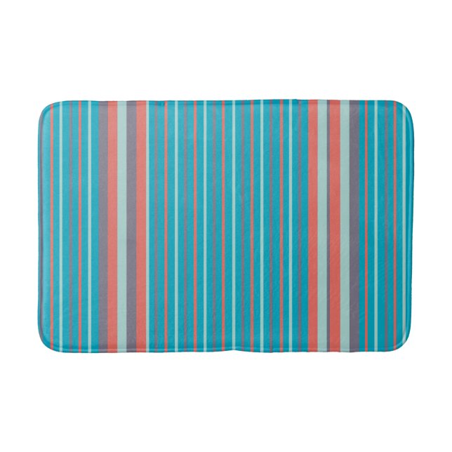 Vertical Stripe Turquoise Bath Mat (Front)