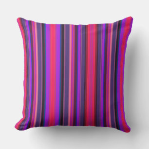 Vertical striped pattern red purple tones cushion
