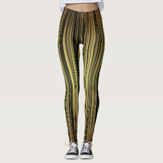 Vertical striped pattern yellow black colours leggings