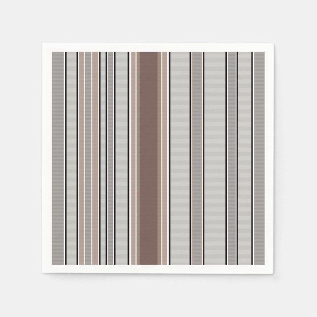  vertical striped textured pattern in grey brown  napkin (Front)