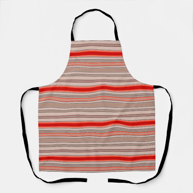vertical striped textured pattern in orange and be apron (Front)