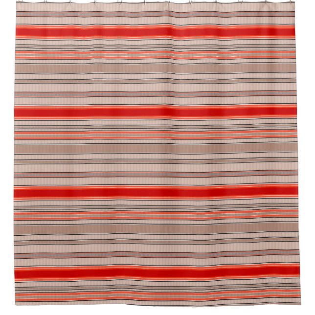 vertical striped textured pattern in orange and be shower curtain (Front)