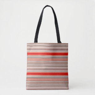 vertical striped textured pattern in orange and be tote bag