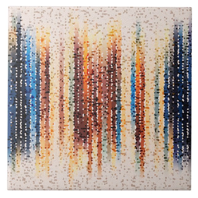 Vertical stripes, abstract, colourful, modern ceramic tile (Front)