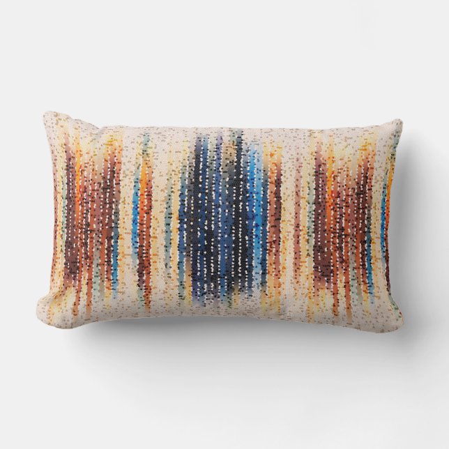 Vertical stripes, abstract, colourful, modern lumbar cushion (Front)