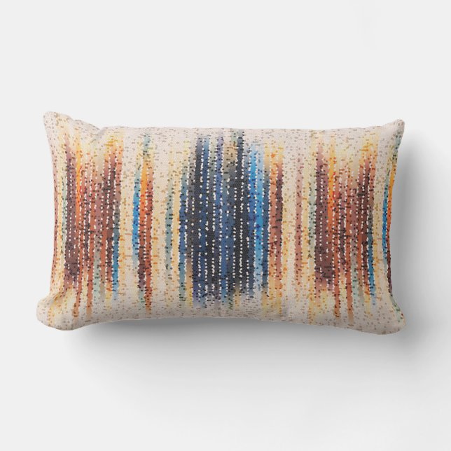 Vertical stripes, abstract, colourful, modern lumbar cushion (Front)