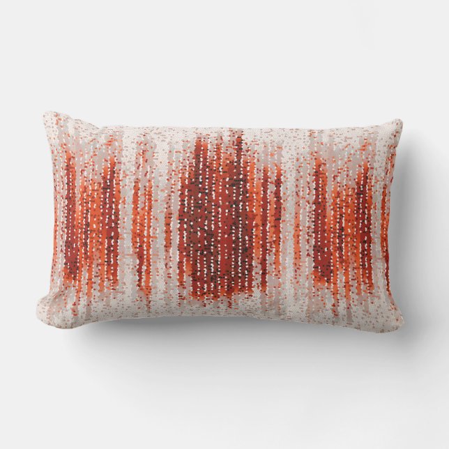 Vertical stripes, abstract, red, grey, white lumbar cushion (Front)