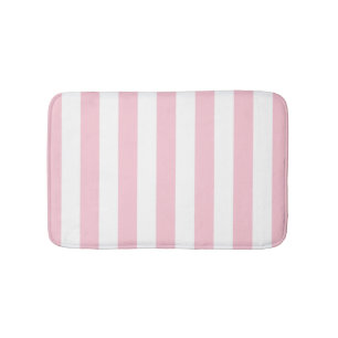 Vertical Stripes Baby Pink And White Striped Bath Mat