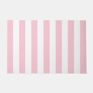 Vertical Stripes Baby Pink And White Striped Doormat