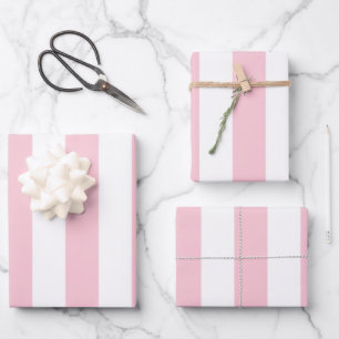 Vertical Stripes Baby Pink And White Striped Wrapping Paper Sheet