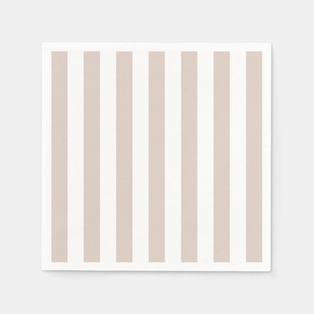 Vertical Stripes Beige And White Striped Napkin (Front)