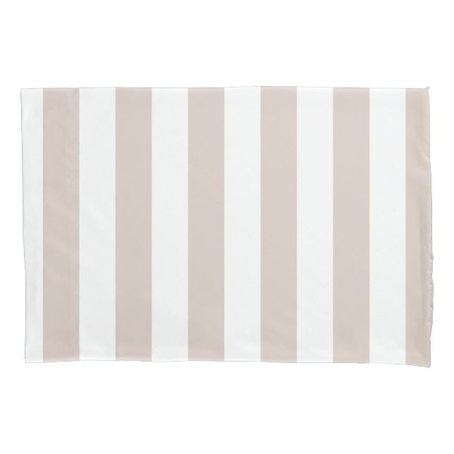 Vertical Stripes Beige And White Striped Pillowcase (Front)