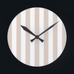 Vertical Stripes Beige And White Striped Round Clock<br><div class="desc">Vertical Stripes – beige and white striped pattern.</div>