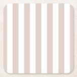 Vertical Stripes Beige And White Striped Square Paper Coaster<br><div class="desc">Vertical Stripes – beige and white striped pattern.</div>