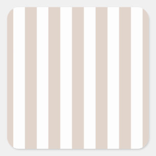 Vertical Stripes Beige And White Striped Square Sticker