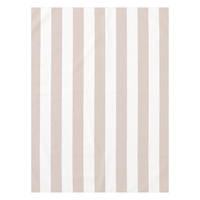 Vertical Stripes Beige And White Striped Tablecloth (Front)