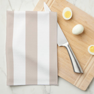 Vertical Stripes Beige And White Striped Tea Towel
