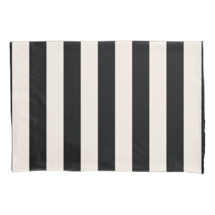 Vertical Stripes Black And Cream White Striped Pillowcase