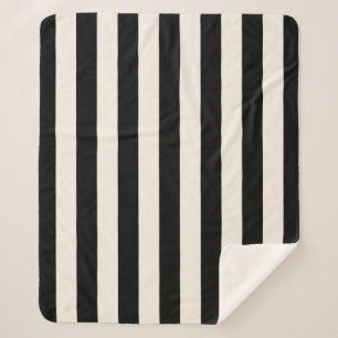 Vertical Stripes Black And Cream White Striped Sherpa Blanket