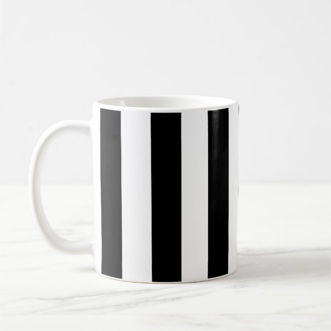 Vertical Stripes Black And White Striped Coffee Mug (Left)