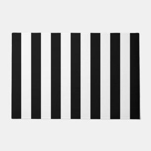 Vertical Stripes Black And White Striped Doormat