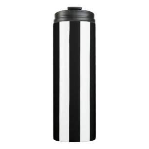 Vertical Stripes Black And White Striped Thermal Tumbler