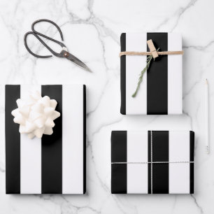 Vertical Stripes Black And White Striped Wrapping Paper Sheet