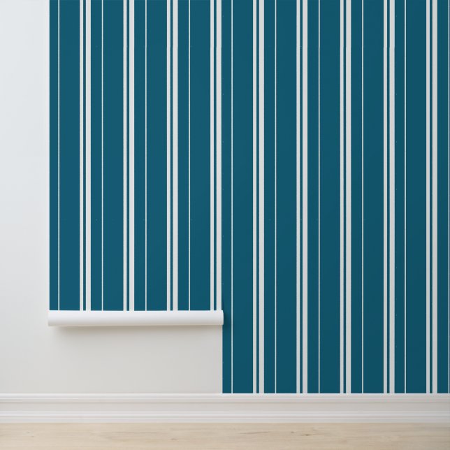 Vertical Stripes Blue and White Wallpaper (Application)