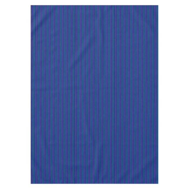 Vertical Stripes Blue Green Purple Tablecloth (Front)