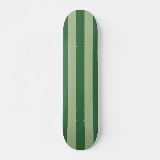 Vertical Stripes Forest Green Striped Skateboard (Front)