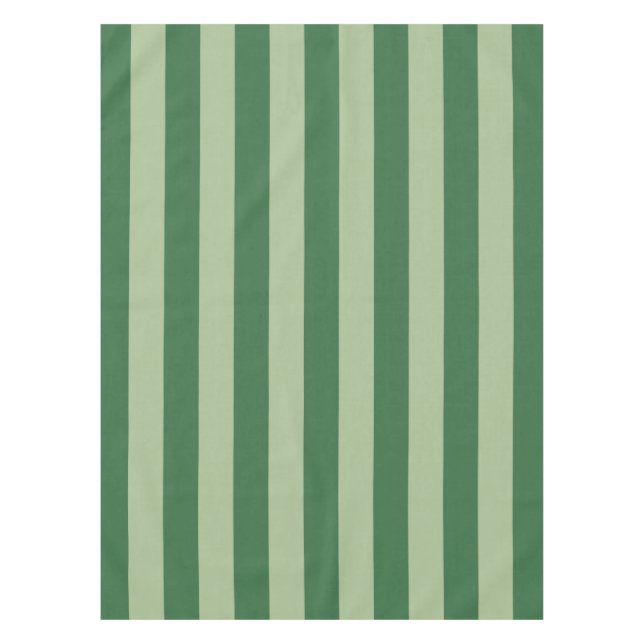 Vertical Stripes Forest Green Striped Tablecloth (Front)
