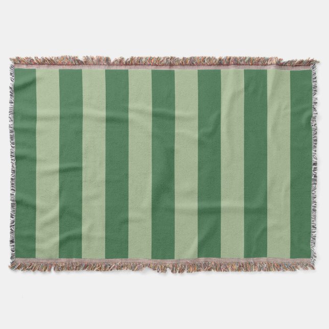 Vertical Stripes Forest Green Striped Throw Blanket (Front)