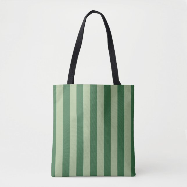 Vertical Stripes Forest Green Striped Tote Bag (Front)